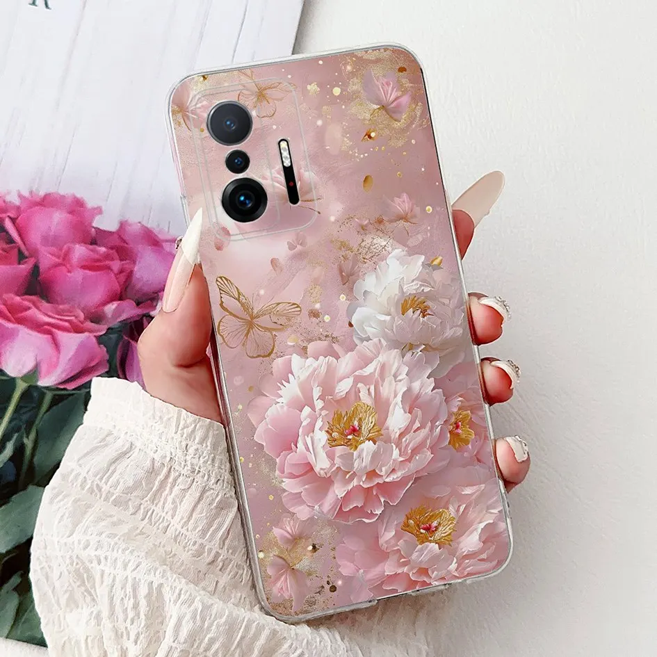 Para Xiaomi 11T Pro funda hermosa flor suave silicona transparente TPU cubierta protectora trasera para Xiaomi 11T Mi 11T Mi11T Pro bolsa de teléfono - imagen 5