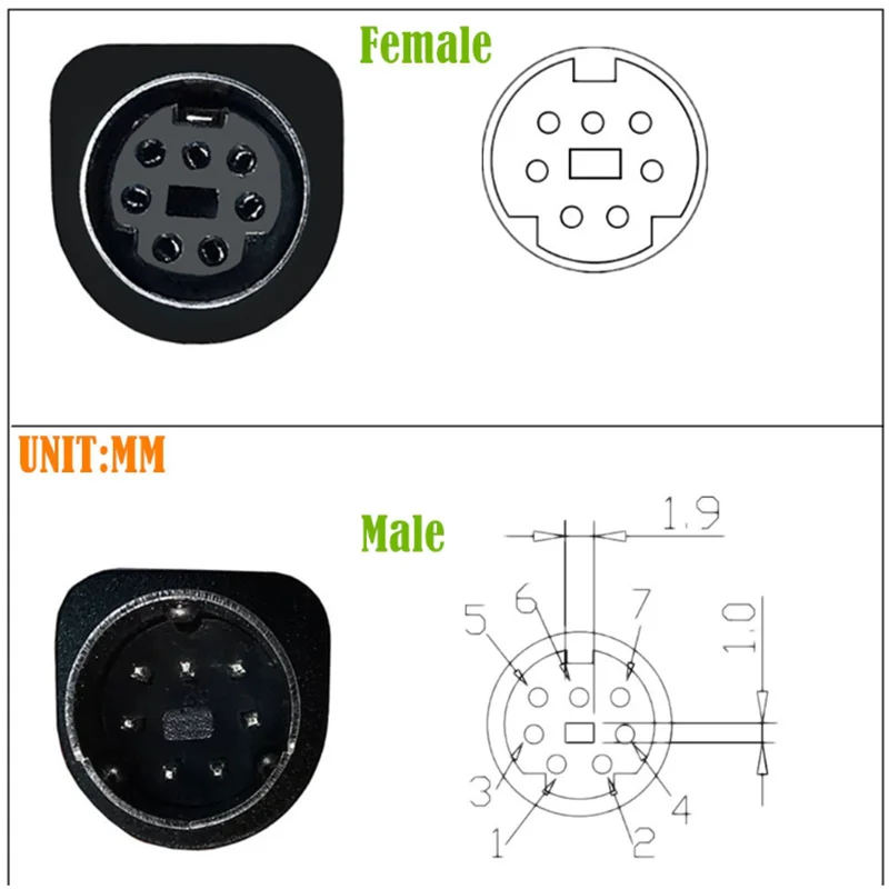 Mini conector hembra macho de ángulo de Cable de vídeo Din de 7 pines S, Cable macho a macho de ángulo de vídeo S para receptor de TV, TV, Monitor, proyecto - imagen 2