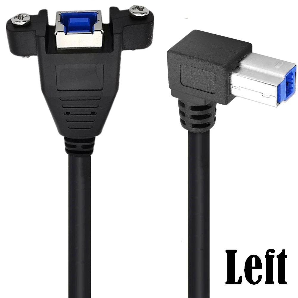 Cable de extensión de impresión de codo USB3.0 USB-B con tornillo fijo macho a hembra caja de disco duro escáner Cable de datos de impresora 0,5 m - imagen 3