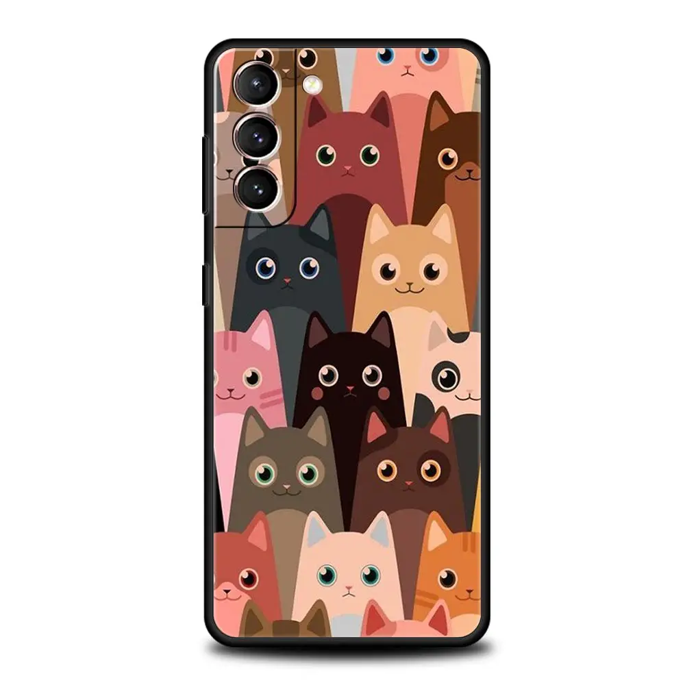 Funda de teléfono de fondo de dibujos animados de gatos lindos para Samsung Galaxy S24, S23, S22, S20 FE, S21 Ultra, 5G, S9, S8, S10 Plus, S10E, 10 Lite, 20 - imagen 5