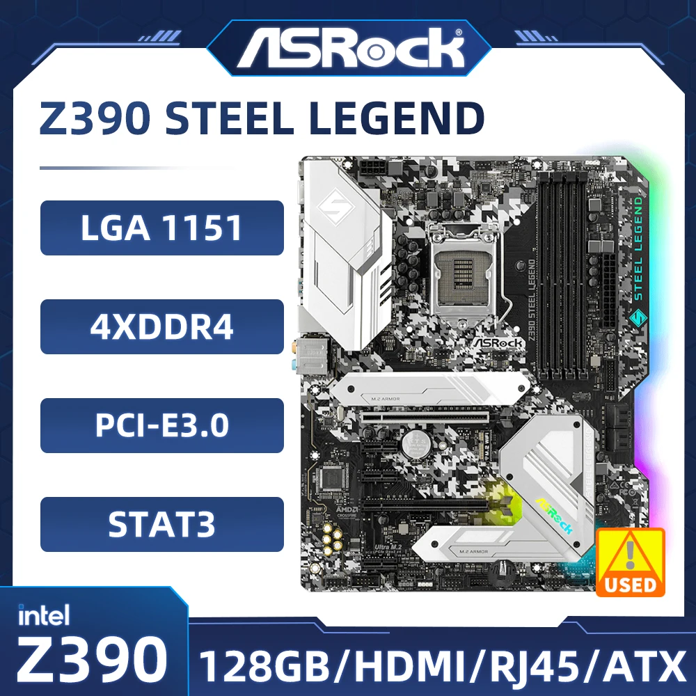 Placa base Asrock Z390 Steel Legend LGA 1151 intel Z390 placa base 2 × M.2 ATX compatible con 8700 9400F 9600 8400 8300 9900 cpu DDR4