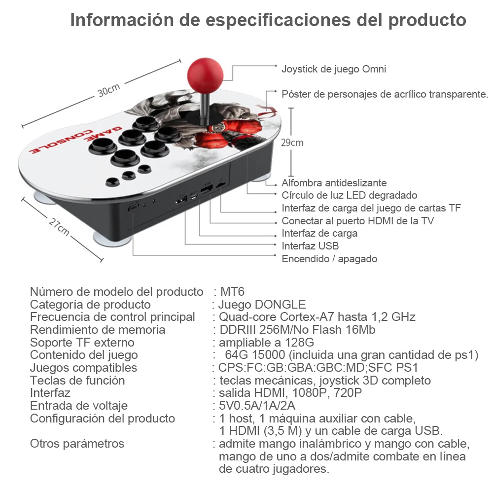 Consola Retro Pandora Box MT6, máquina Arcade de vídeo, Joystick, 15000 juegos más recordados, doble Host - imagen 3
