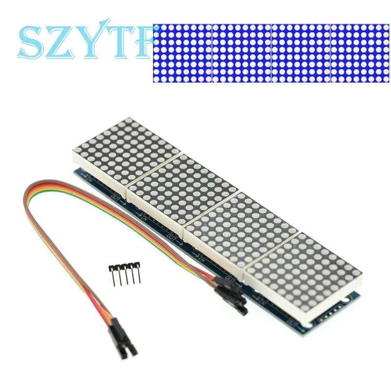 Módulo de matriz de puntos MAX7219, 1 piezas, microordenador de un solo Chip, pantalla 4 en 1, Línea 5P - imagen 5