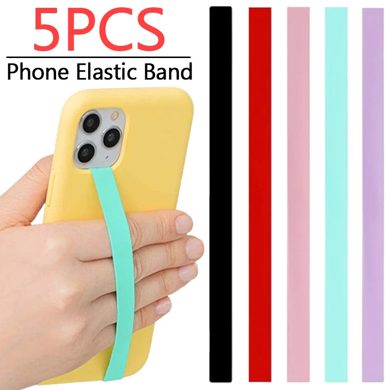 Universal Elastic Soft Silicone Phone Straps Ropes Holder Wristband Hand Band Grip Finger Stand For iPhone Samsung Huawei Xiaomi