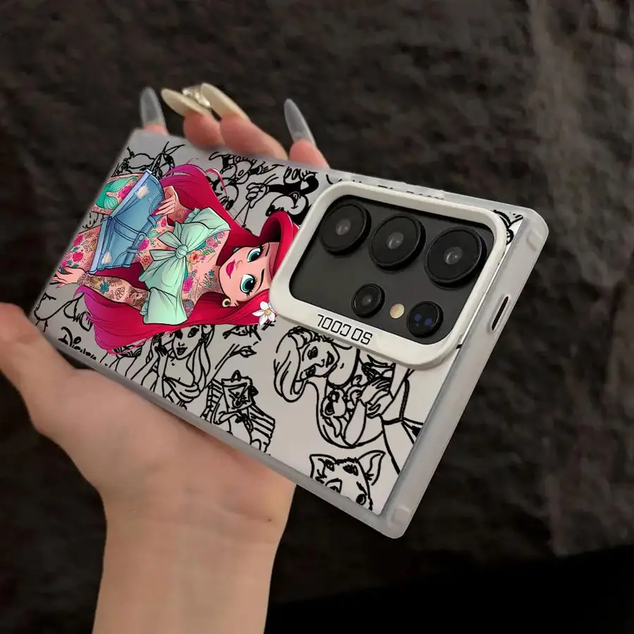 Funda blanda para Samsung Galaxy S24 FE S24Ultra S22 Ultra S25Plus S21 S20 FE S23 Note 20 Ultra S25 Disney Tattoo Ariel - imagen 4