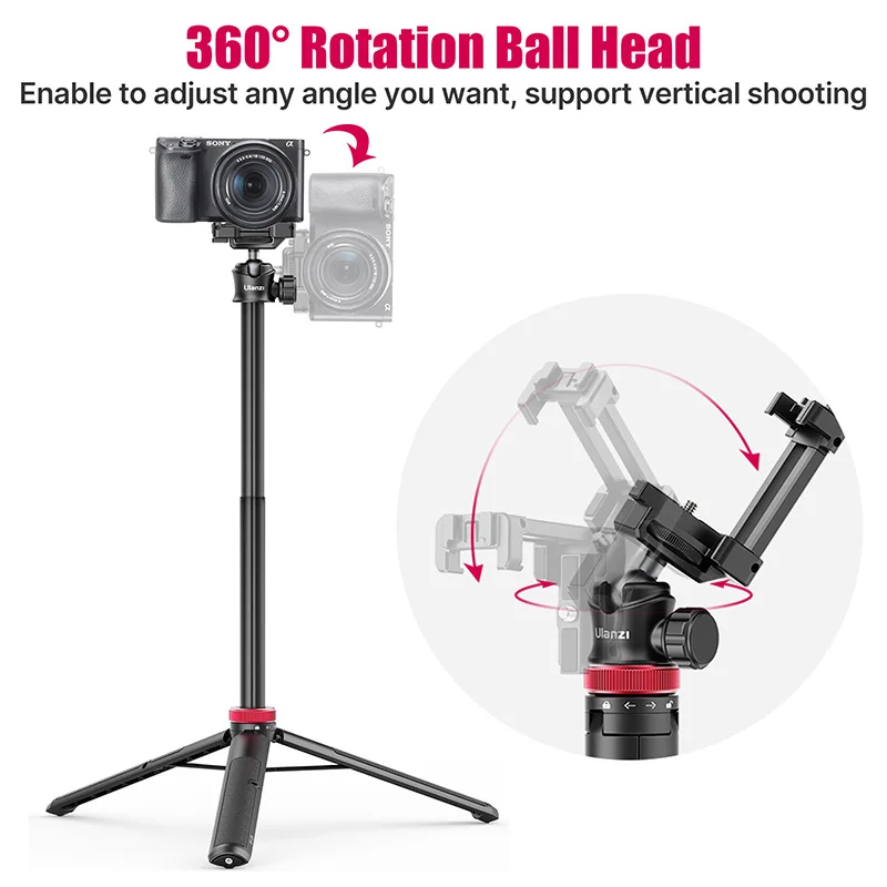 Ulanzi MT-44 trípode extensible para transmisión de vivo Vlog con soporte de montaje para teléfono 42 pulgadas para cámara DSlR SLR GoproSmartphone - imagen 5