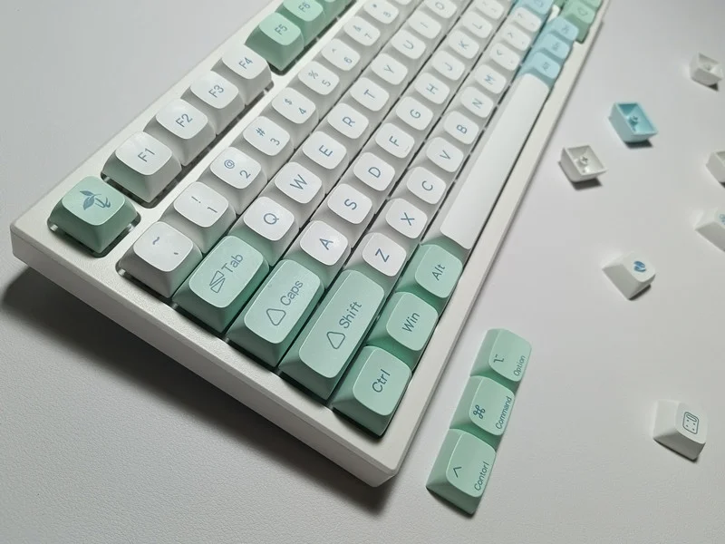 Juego de 130 teclas de cristal de hielo, tapas de tecla de menta, tinte PBT, sublimación, perfil XDA, 1,75u, 2u, MAC Shift, 1,5u - imagen 2