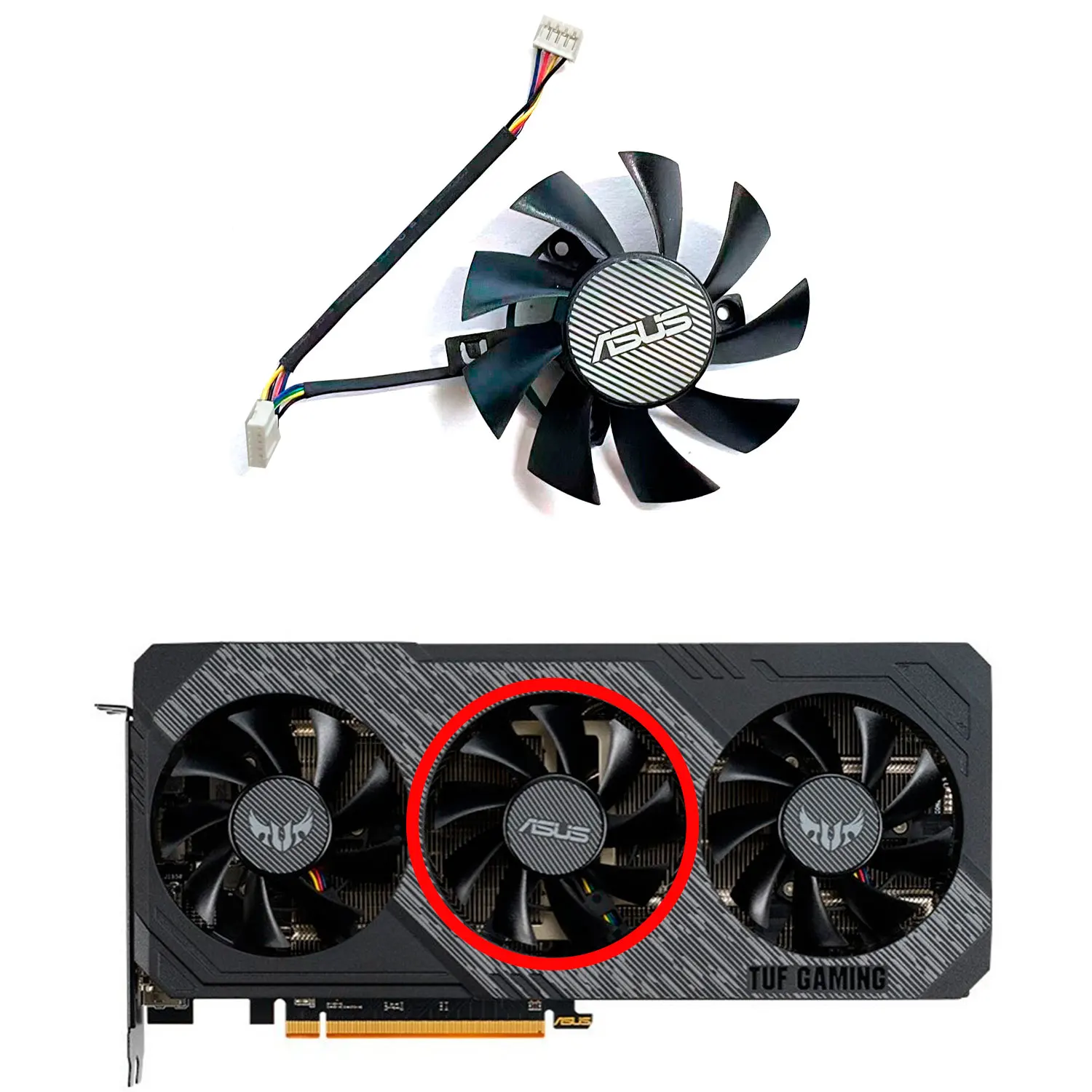 ASUS GTX 1660Ti 1660super RX 5700 XT TUF X3 OC ventilador de refrigeración de gráficos 75MM 7Pin FD8015U12D GTX1660 RX5700 RX5700XT ventilador GPU - imagen 4