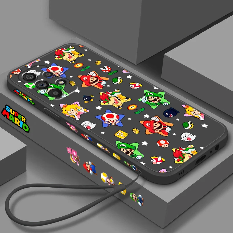 S-Super m-marios b-bros Linda cuerda izquierda líquida para Samsung A53 A52 A55 A32 A51 A71 A21S A13 A73 A55 A72 A23 A35 A05 5G cubierta - imagen 3