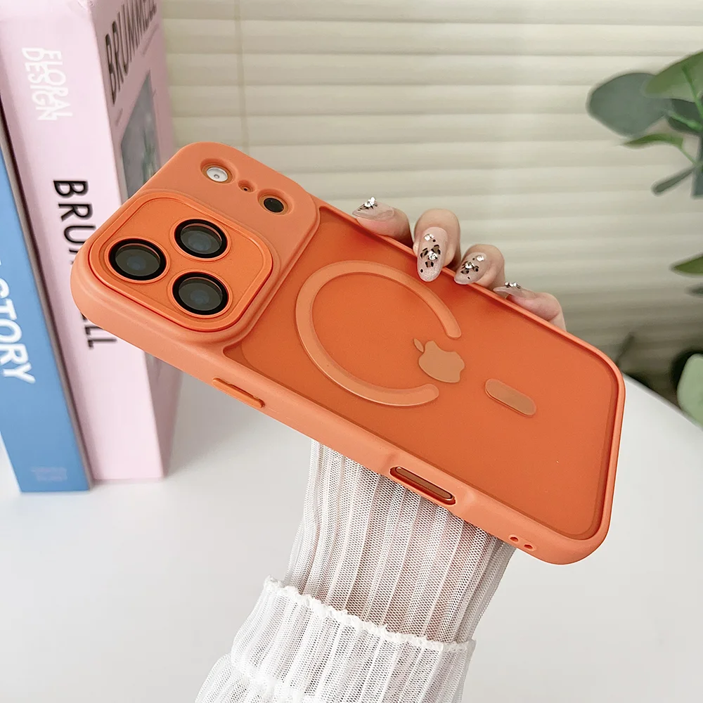 Funda Magsafe magnética a prueba de golpes con armadura de lujo para iPhone 17 pro Max plus, Compatible con carga inalámbrica, cubierta de PC translúcida mate - imagen 2