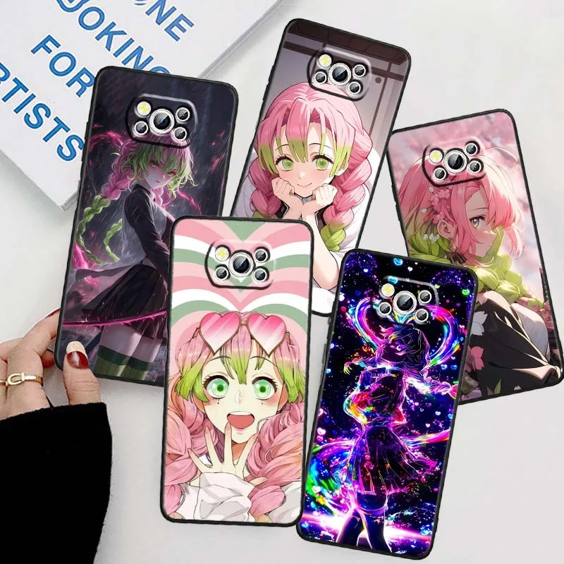 Funda de Anime Mitsuri para Xiaomi Poco C65 C55 C51 C50 C40 F6 F5 F4 M6 M5 M4 X6 X5 5G funda de teléfono negra