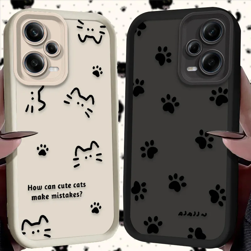Funda de silicona Lovely Line Cat Dog para Xiaomi Redmi Note 13 12 11 Pro Plus 4G 5G 12S 11S 10S 10 9S Redmi 14C 13C 12C A3 12 Etui