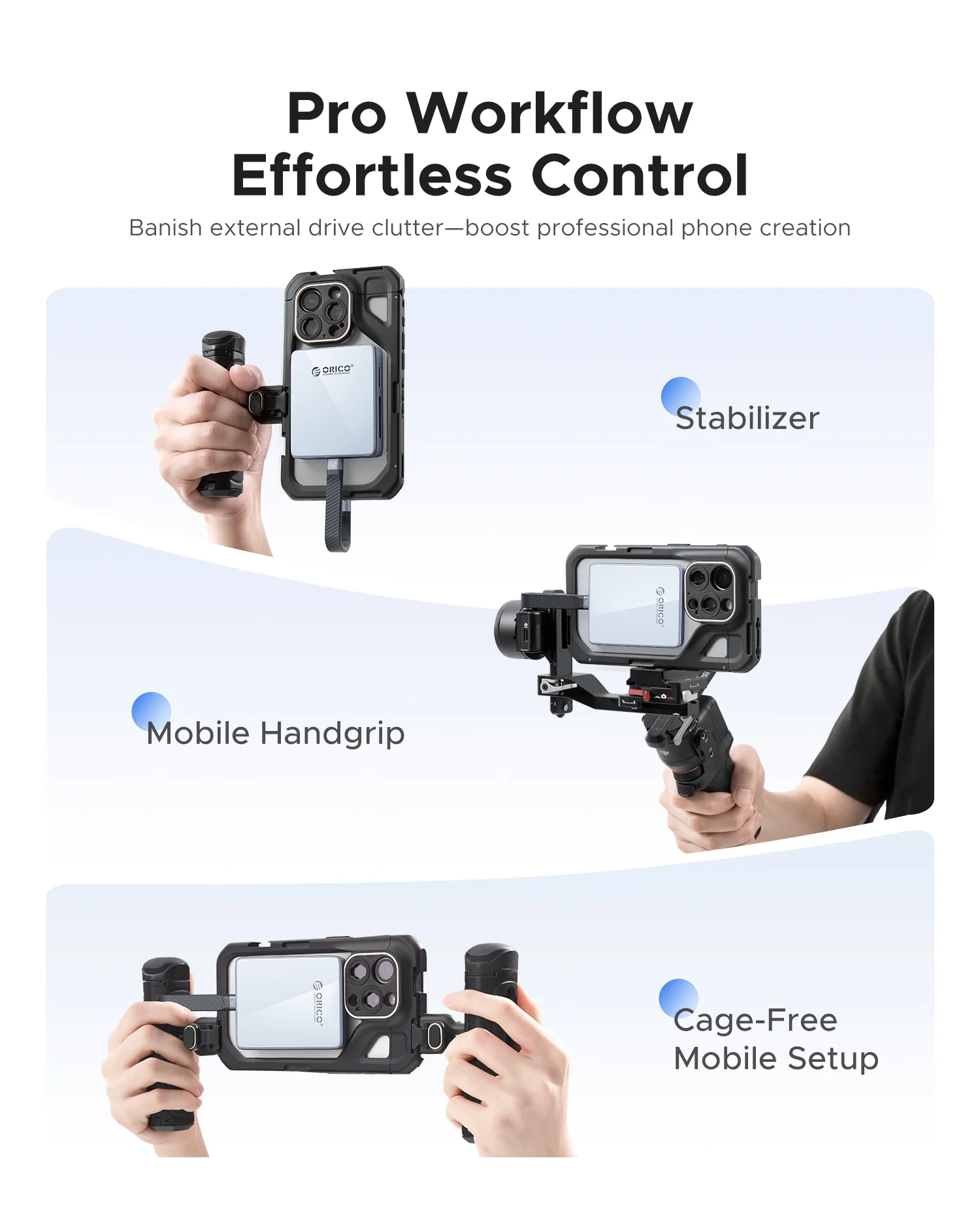 ORICO Ssd externo 2230 2242 Carcasa Nvme Ssd Estuche externo Lector de tarjetas Ssd con PD 100W 10Gbps para iPhone 16 17 - imagen 5