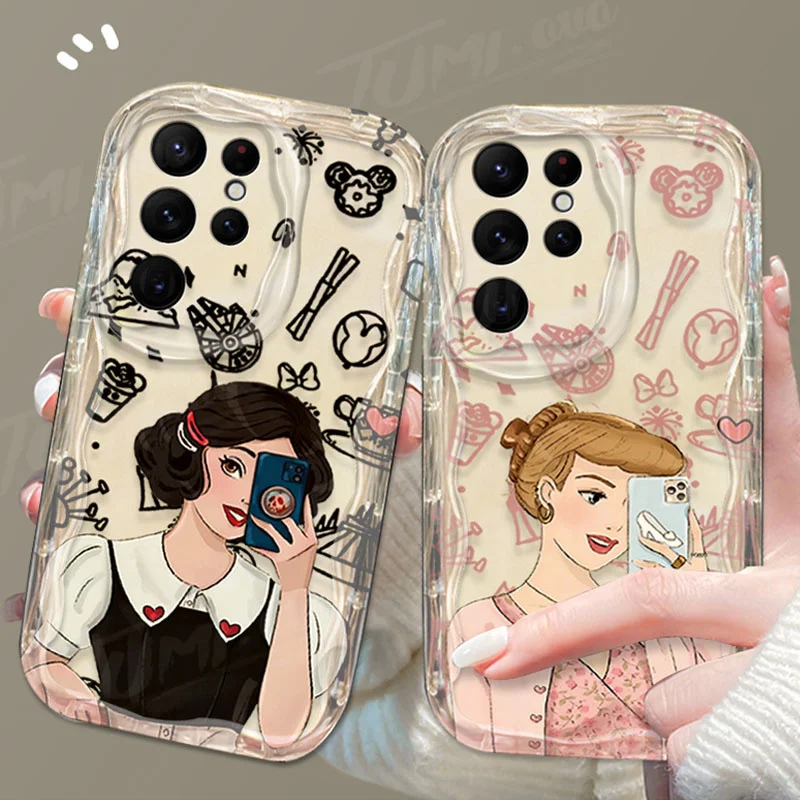 Disney Princess Belle Ariel 3D Wave Case para Samsung Galaxy S24 Ultra S23 S22 Plus S21 S20 FE A25 A55 A35 A15 A05 A05S Cover - imagen 2