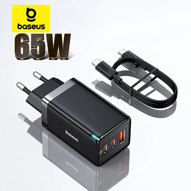 Baseus-cargador GaN de 65W, dispositivo de carga rápida 4,0, 3,0, tipo C, PD, USB, portátil, QC4.0, 3,0, para ordenador portátil, IPhone14, 13