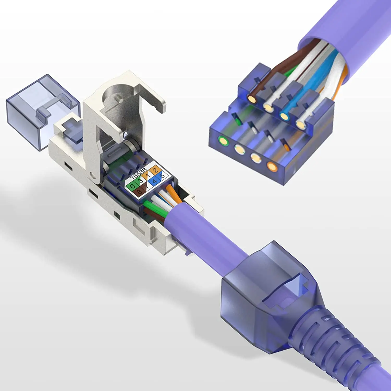 ZoeRax Conector RJ45 CAT8 Blindado Sin Herramientas 10Gbps POE - imagen 4