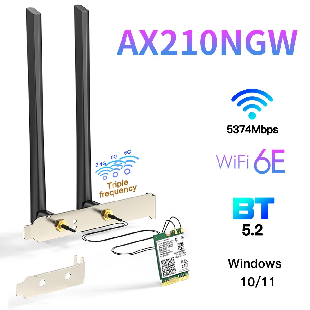 Tarjeta Wi‑Fi 6E AX210NGW Tri‑Banda 2,4/5/6 GHz 5374 Mbps BT5.3 - imagen 3