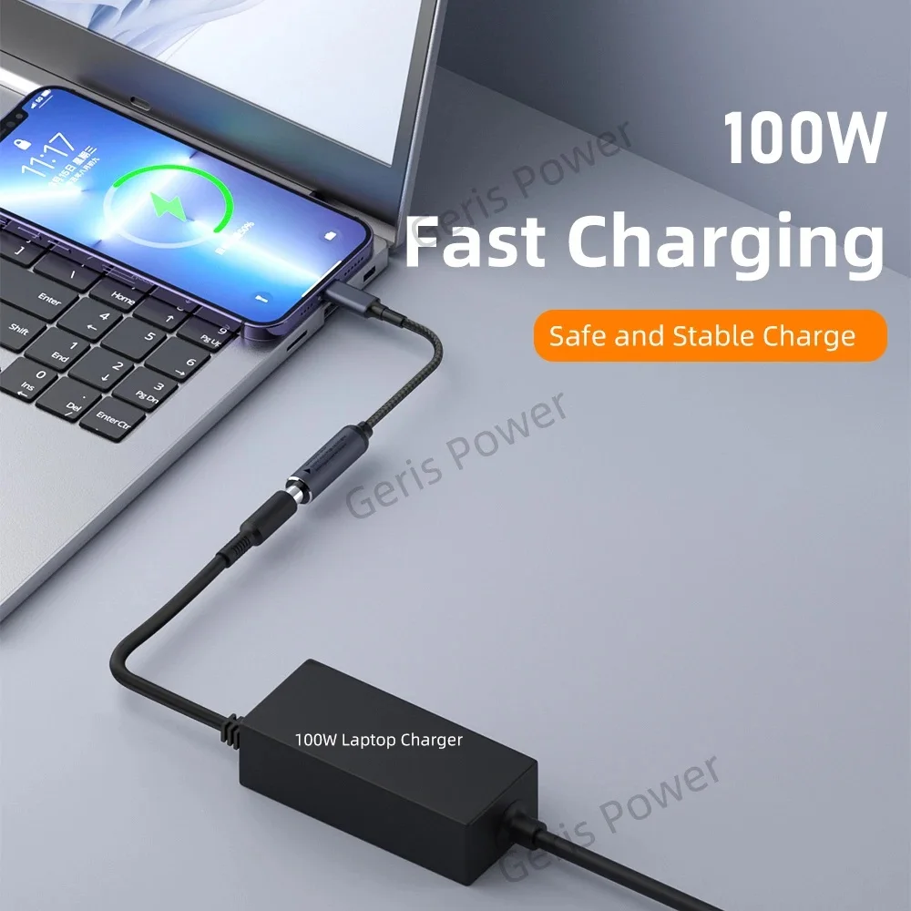 Cable de carga rápida USB C PD de 100W DC 4,5x3,0 7,4x5,0 5,5x2,5mm a Cable adaptador de corriente tipo C para Lenovo Dell Hp Asus Cable para ordenador portátil - imagen 3