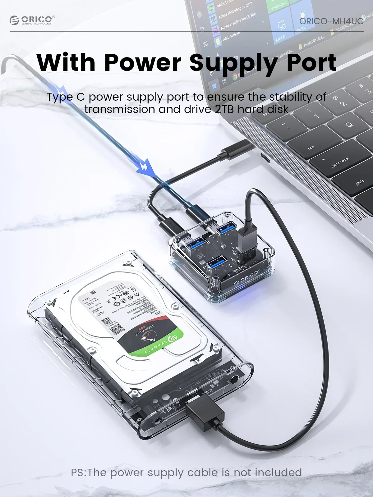 ORICO Transparent 4 Ports Expansion USB 3.0 HUB Docking Station High Speed USB Splitter OTG With Micro USB Power Interface - imagen 5