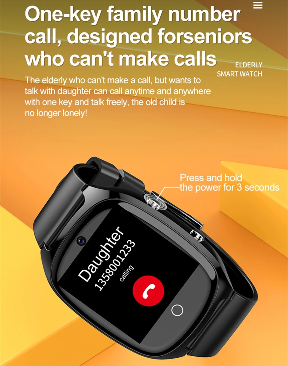 Reloj inteligente para personas mayores, con detección de caídas, tarjeta SIM 4G, llamada de emergencia SOS, GPS, localizador, recordatorio de medicamentos, seguimiento de huellas, frecuencia cardíaca, temperatura corp - imagen 3