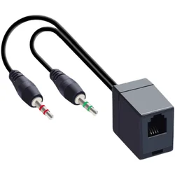 RJ9 4P4C hembra a doble 3,5mm 1/8 TRS macho micrófono auriculares estéreo Y Cable divisor para PC y teléfono Cable de conversión de auriculares