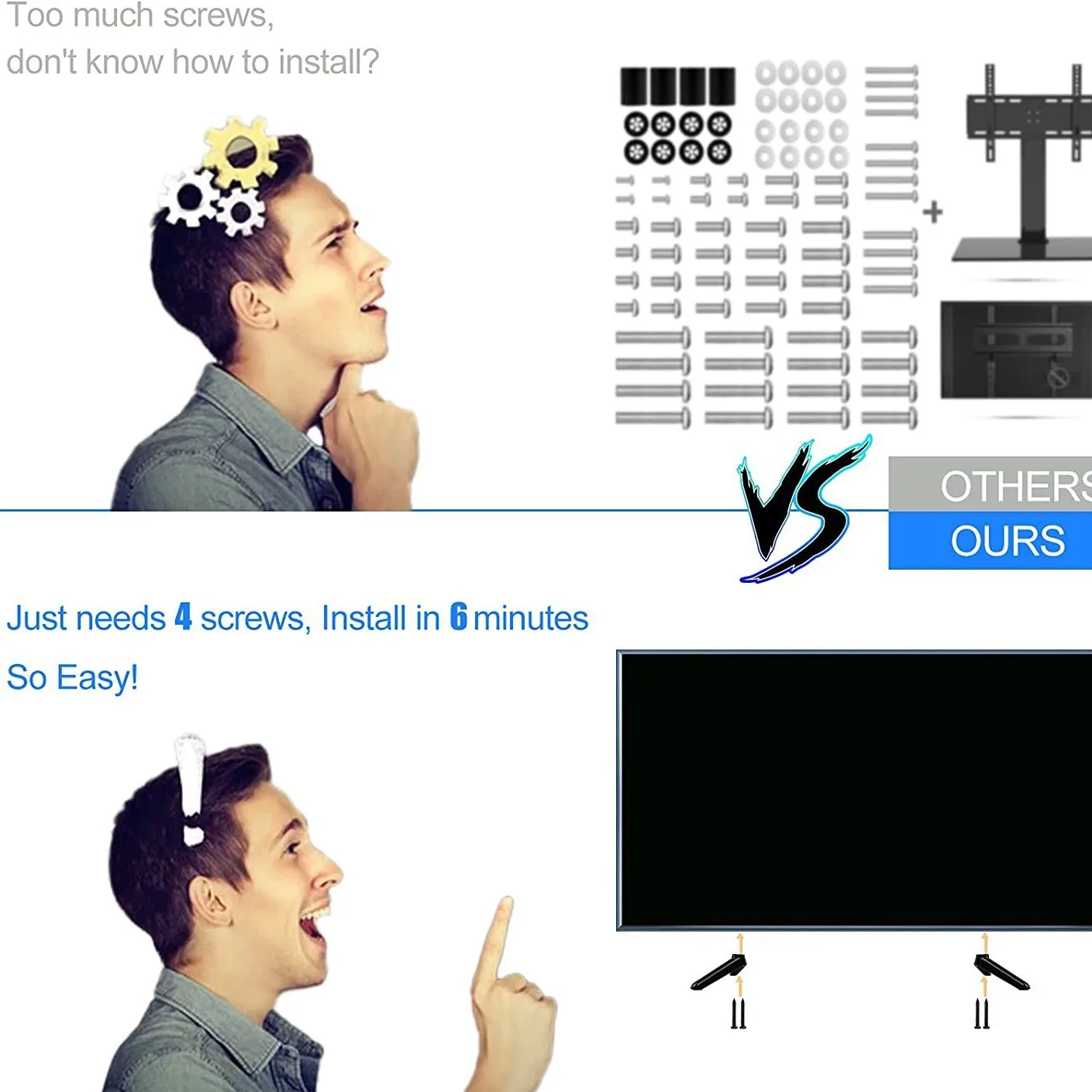 Soporte Universal para TV, Base de soporte de mesa, Base de repuesto, pies de Pedestal, patas de montaje TV09, fácil de usar - imagen 4