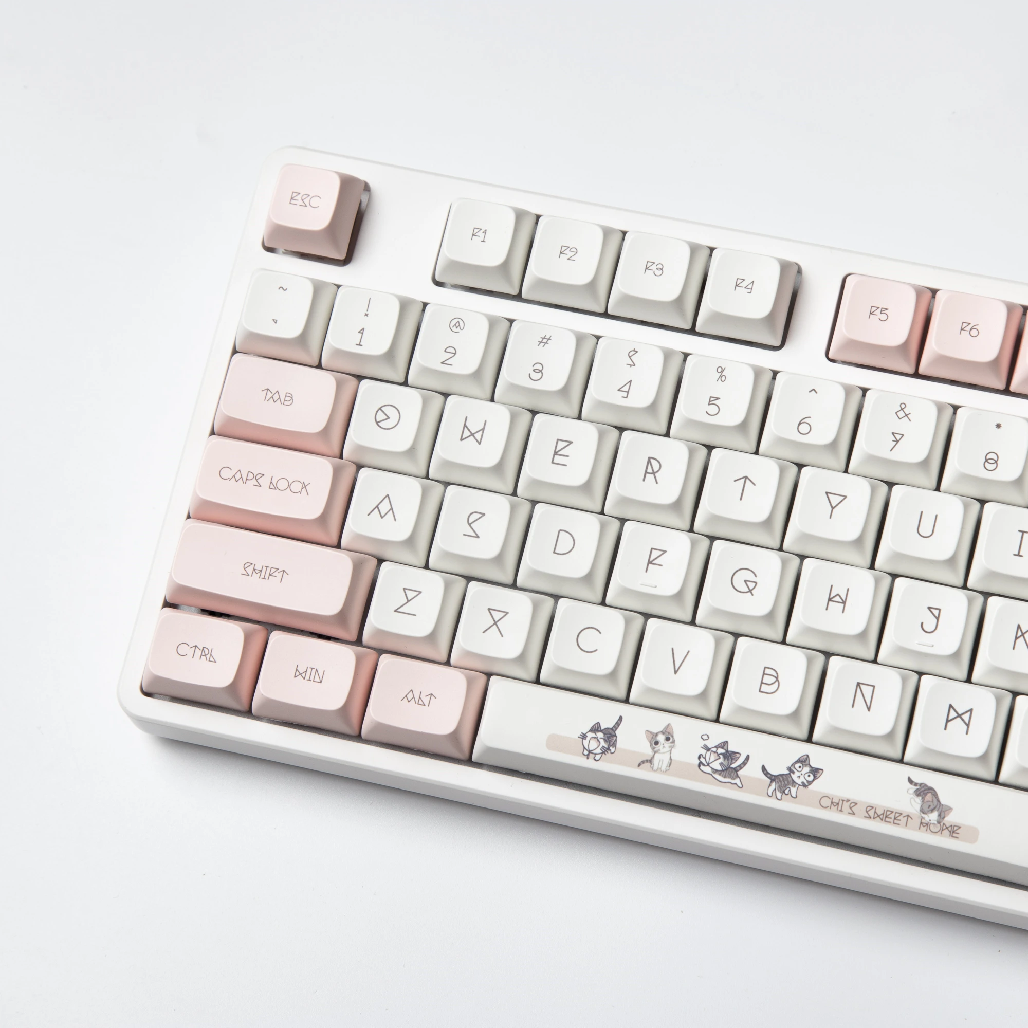GMK-Tapa de tecla PBT Dye Sub XDA, perfil de 136 teclas, GMK Chis Cat, color rosa, lindo Cat DYE-SUB, Teclado mecánico para juegos