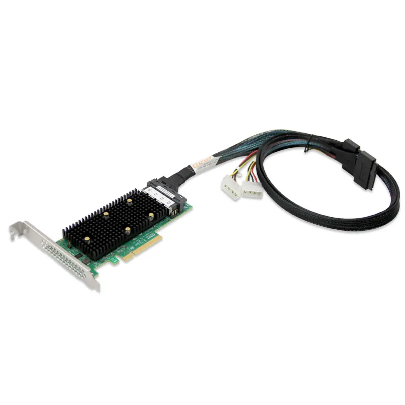 2 * SFF8643 a 2 * SFF8639 12Gb/NVMe MiniSAS HD a U.2 80CM Cable de longitud 20CM PowerLine grande de 4 pines para tarjeta Broadcom 94xx HBA/RAID - imagen 3