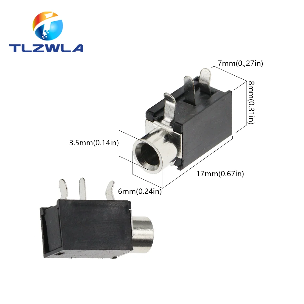 10 Uds montaje en PCB PJ-316 conector hembra de 3,5mm enchufe de 3 pines conector para auriculares conector de terminales de Audio y vídeo DIP-3 PJ316 3,5 MM negro - imagen 5