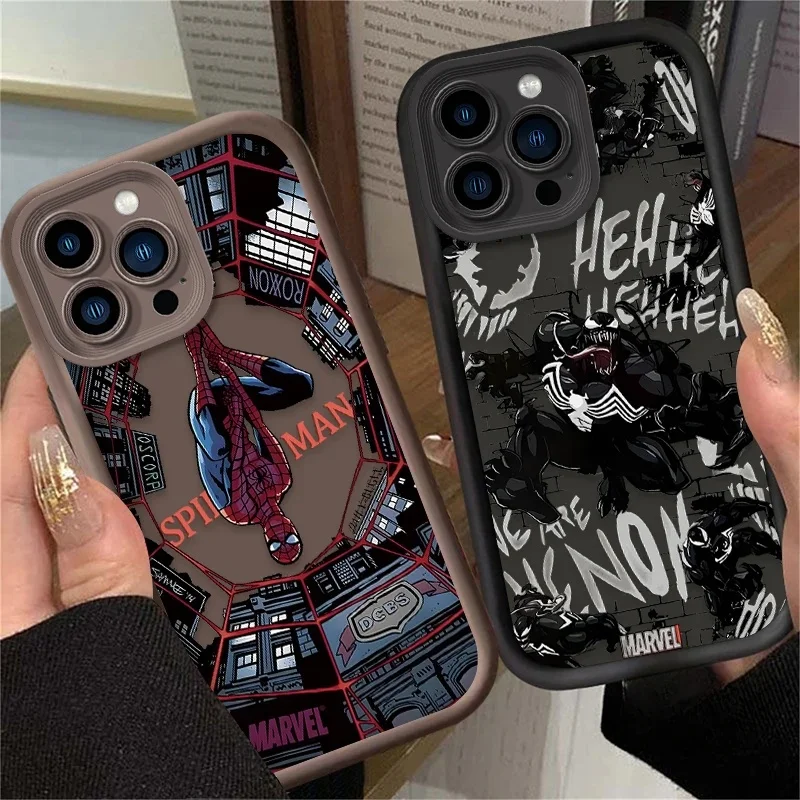 Cool Marvel Spider Man Venom para iPhone 16 15 14 13 12 11 Pro Max XS Max 7 8 Plus funda de teléfono a prueba de golpes funda trasera de silicona suave - imagen 2