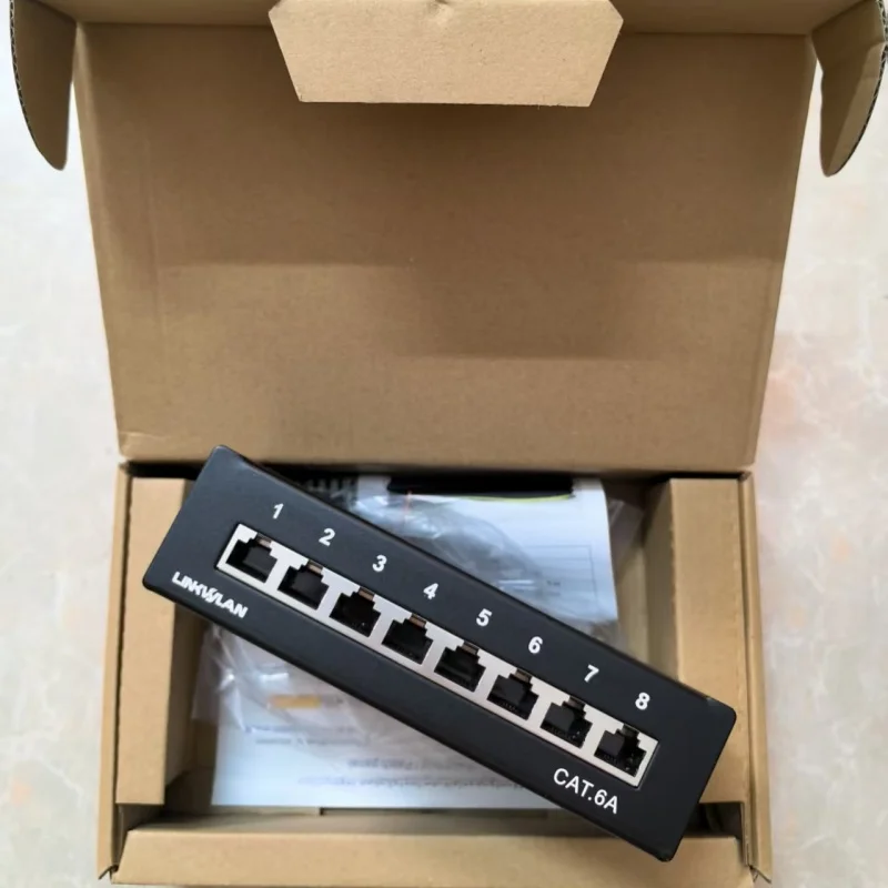 Cat6 6 6A 8 Panel de conexión de 12 puertos caja de corriente débil Mini escritorio blindado completo conector RJ45 montado en la pared conector Keystone Jack
