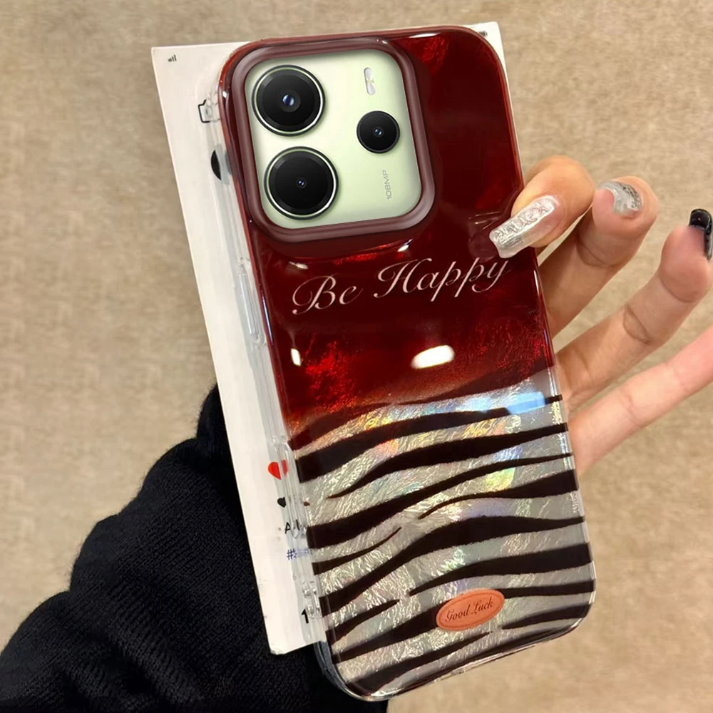 Funda de teléfono con patrón de rayas de leopardo rojo para Xiaomi Redmi Note 14 13 12 11 11S 10 10S 8 9 Pro 15C 9C 13C 14C A3 A3X 9C A1 - imagen 2