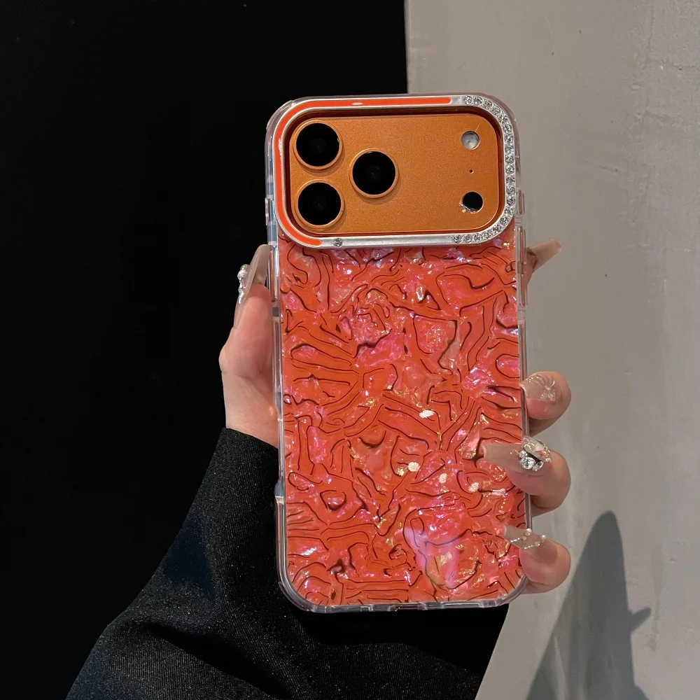 Funda brillante de lujo Aurora para iPhone 17 Air 16 15 14 13 Pro Max Plus, funda protectora transparente a prueba de golpes con diamantes de imitación estéticos de TPU - imagen 2