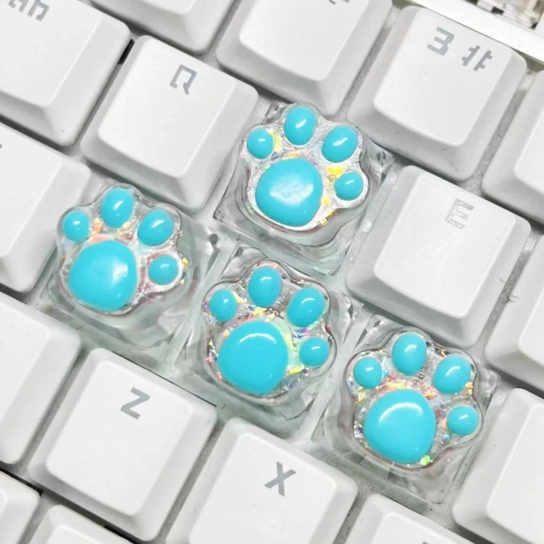 4 Uds. Bonita tapa de tecla de garra de gato rosa transparente, tapa de tecla de teclado mecánico con personalidad, accesorios, juego de tapa de llave - imagen 5