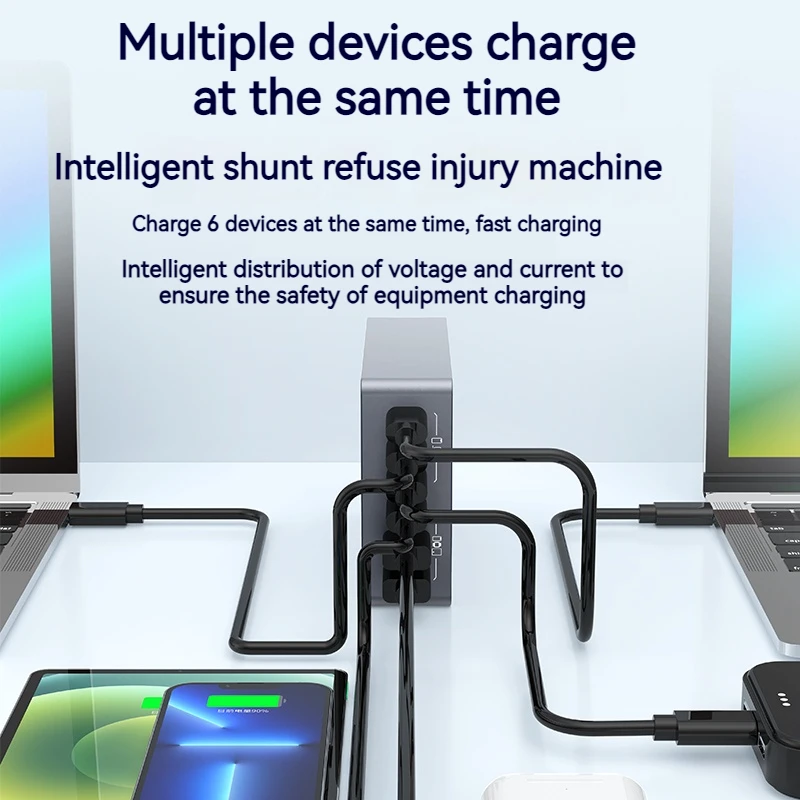 Cargador Universal USB PD de 220W para ordenador portátil, estación de carga de escritorio rápida USB tipo C QC3.0 para teléfono inteligente, tableta, Macbook Air Pro, 100W - imagen 3