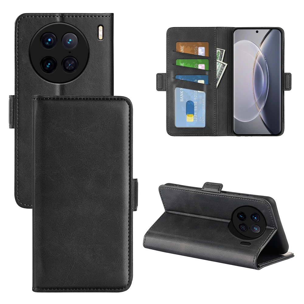 Funda de cuero con tapa para Vivo X90 Pro, funda de teléfono con imán Vintage