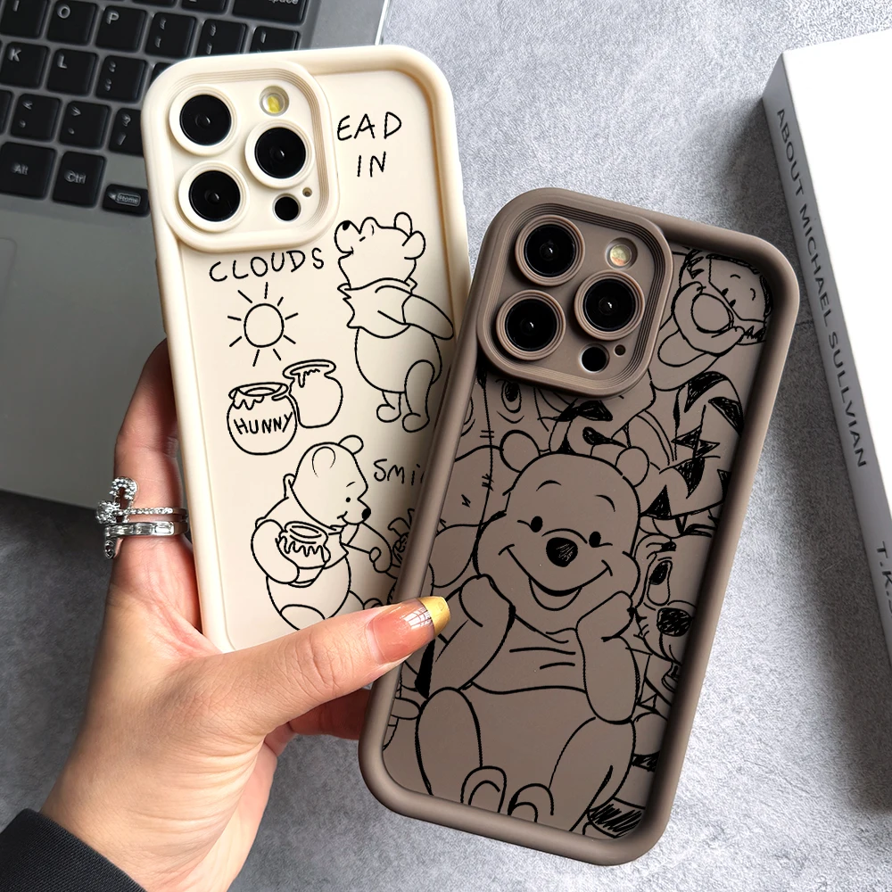 Funda de teléfono Pooh Bear Lines para Google Pixel 9 8 8A 7 7A Pro XL 5G TPU suave Funda a prueba de golpes - imagen 3