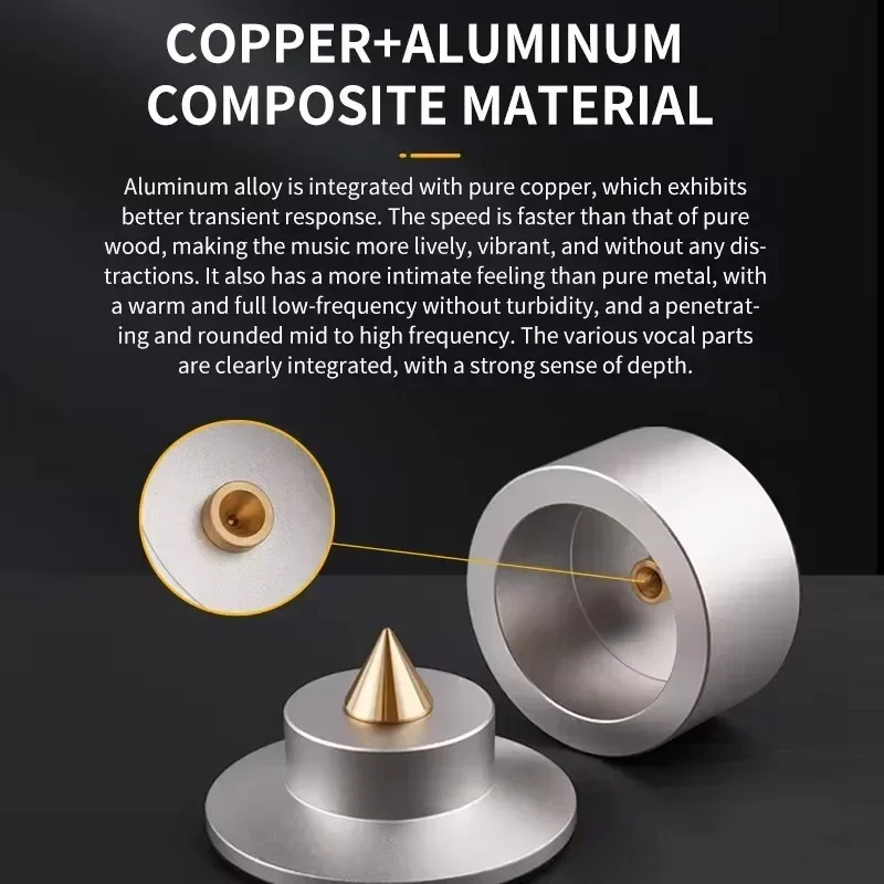 Soporte para altavoz, almohadilla para pies, aleación de aluminio, picos de Metal, cono, suelo, clavo, absorción de golpes para caja de sonido de CD, electrónica de consumo - imagen 4