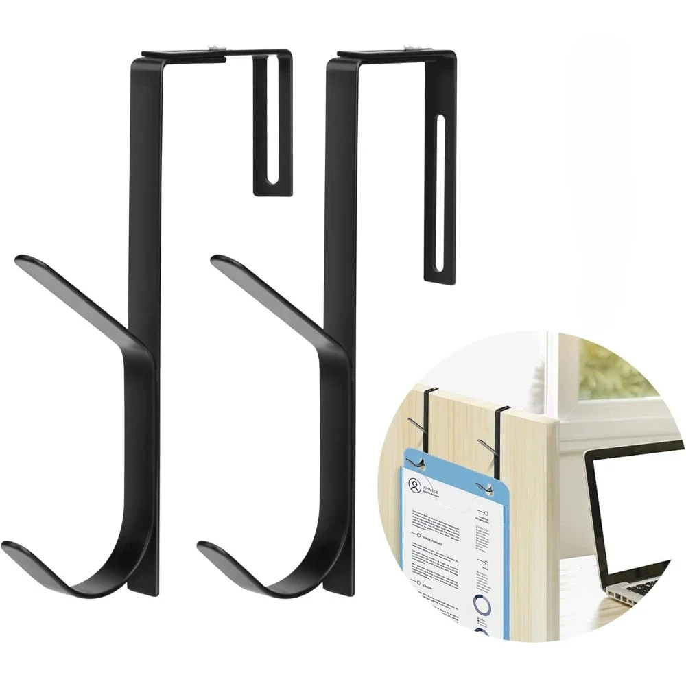 Ganchos para abrigos dobles ajustables de metal resistente sobre el panel, ganchos para cubículo de montaje en pared para paneles de 1,35-3,5 pulgadas (paquete de 2)