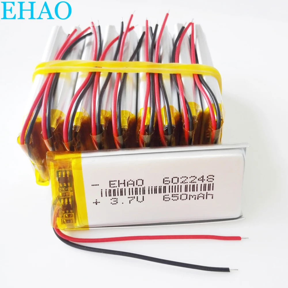 Venta al por mayor 10 Uds 3,7 V 650mAh batería recargable LiPo de polímero de litio 602248   Alimentación para Mp3 GPS Vedio Game Bluetooth Auricular
