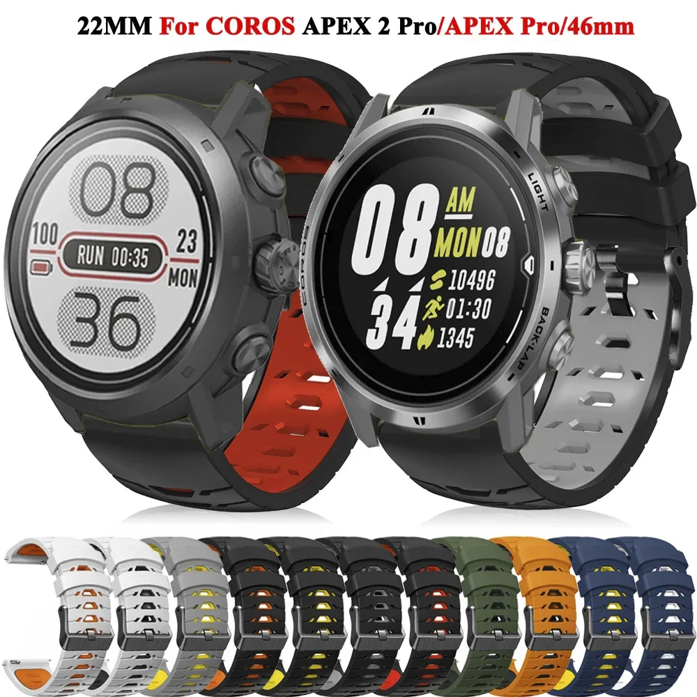 Correa de silicona de 22mm para reloj inteligente COROS PACE3/APEX 2 Pro/APEX Pro/APEX de 46mm, accesorios de pulsera de repuesto