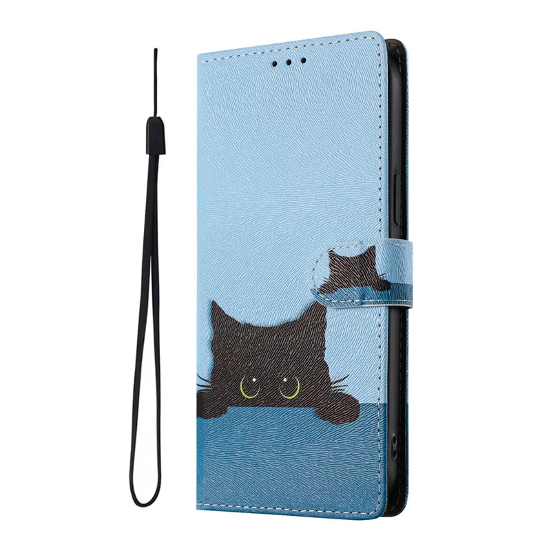 Nota 60 50 funda con tapa tipo billetera funda de teléfono para Etui Realme note 60 Note50 60X funda de dibujos animados lindo gato Animal pintado Fundas - imagen 3
