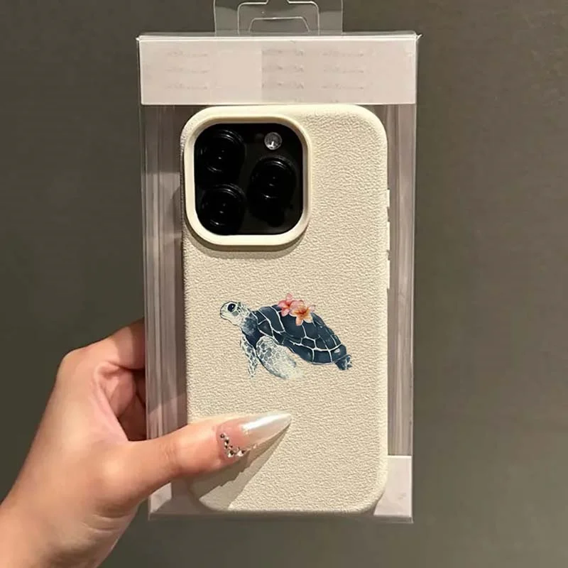 Para iPhone 16 15 14 13 12 11 Pro Max Funda Floral tortuga marina patrón de acuarela Funda de teléfono para iPhone XS XR X 16 Plus 16E Funda - imagen 4