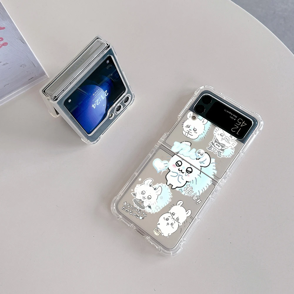 Bonita funda de teléfono de anime Chiikawas para Samsung Galaxy Z Flip 3 4 Z Flip 5 6 Z Fold 4 5G PC, cubierta trasera suave anticaída - imagen 3