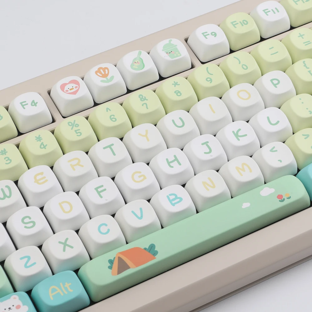 Teclas bonitas de oso pequeño para teclado mecánico, teclas de perfil MOA, tinte PBT fresco, sublimación, MX Switch, 130 teclas - imagen 2
