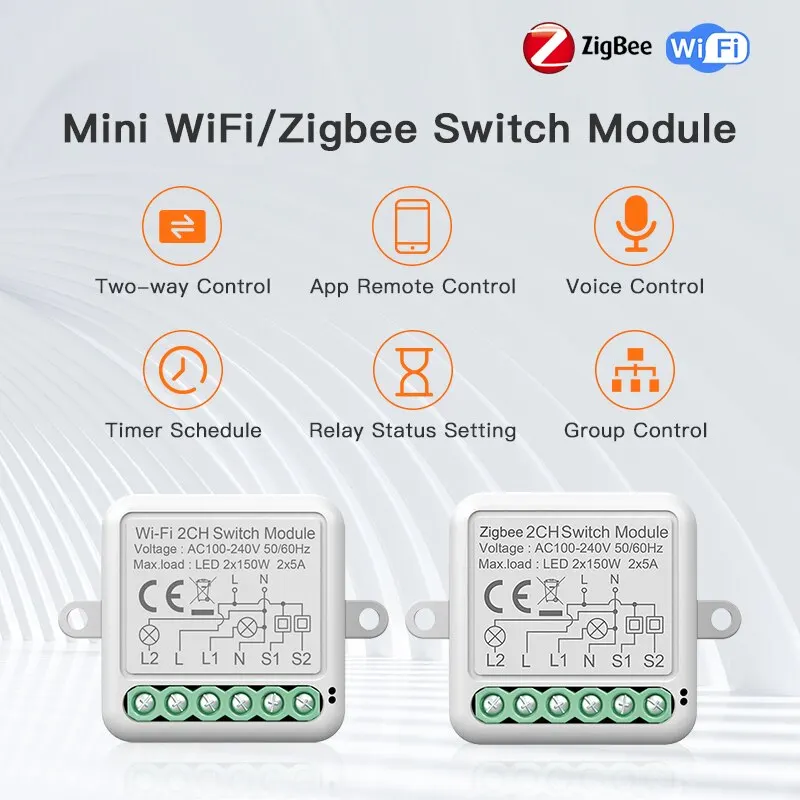 Interruptor inteligente Tuya Zigbee con WiFi, módulo de automatización de relé de Control inalámbrico, temporizador remoto, aplicación de voz, Alexa y Google Home