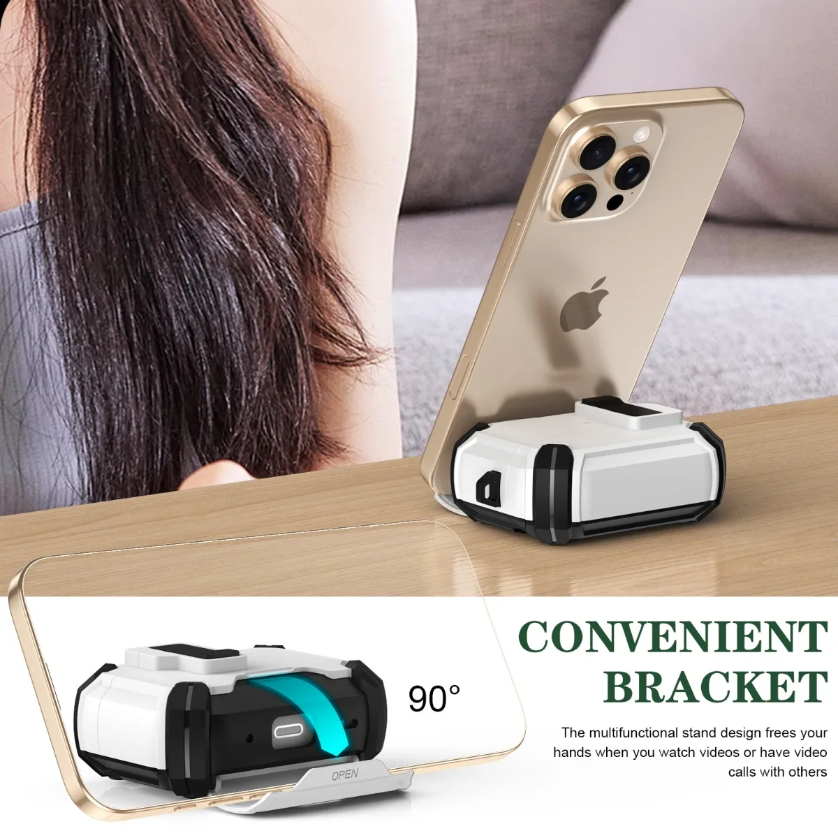 Funda con bloqueo de seguridad para soporte de teléfono, funda para AirPods Pro 3 2025, fundas para AirPods Pro3 Pro de 3. a generación 2025, funda para auriculares a prueba de golpes - imagen 3