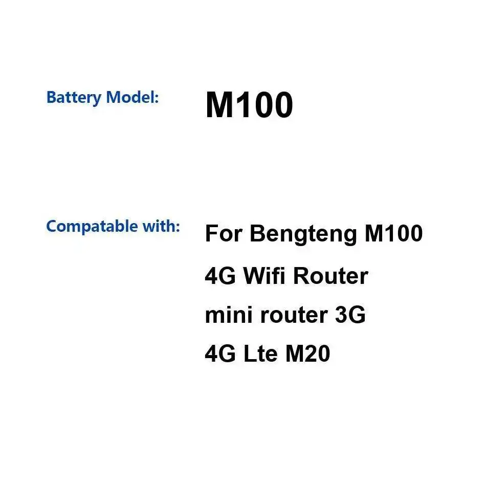 Batería de enrutador portátil para Bengteng M100 4G Wifi Mini 3G Lte M20 2050Mah duradera