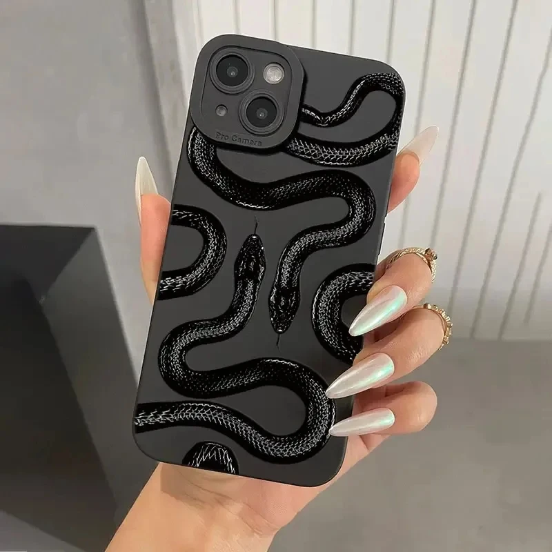 Funda de teléfono con diseño de serpiente divertida para iPhone 17 Air 16 15 14 Pro Max 13 12 11 Pro Max 8 7 Plus 16E SE2 XS XR X, funda suave mate