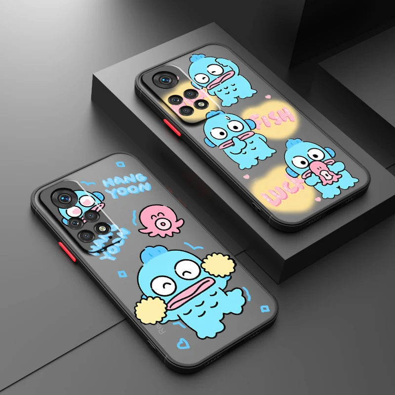 Sanrio HANGYODON-funda trasera translúcida de pez feo para Redmi 8, 3, 9A, 9C, 9AT, 9T, 13R, 10A, 10C, 10, 11A, 12C, 12, 13C, 5G